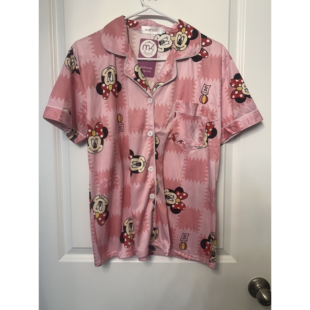 Marckimi NWT 2 Pc Pajama‎ Set XXL Pink Minnie Mouse Print Loungewear Sleepwear